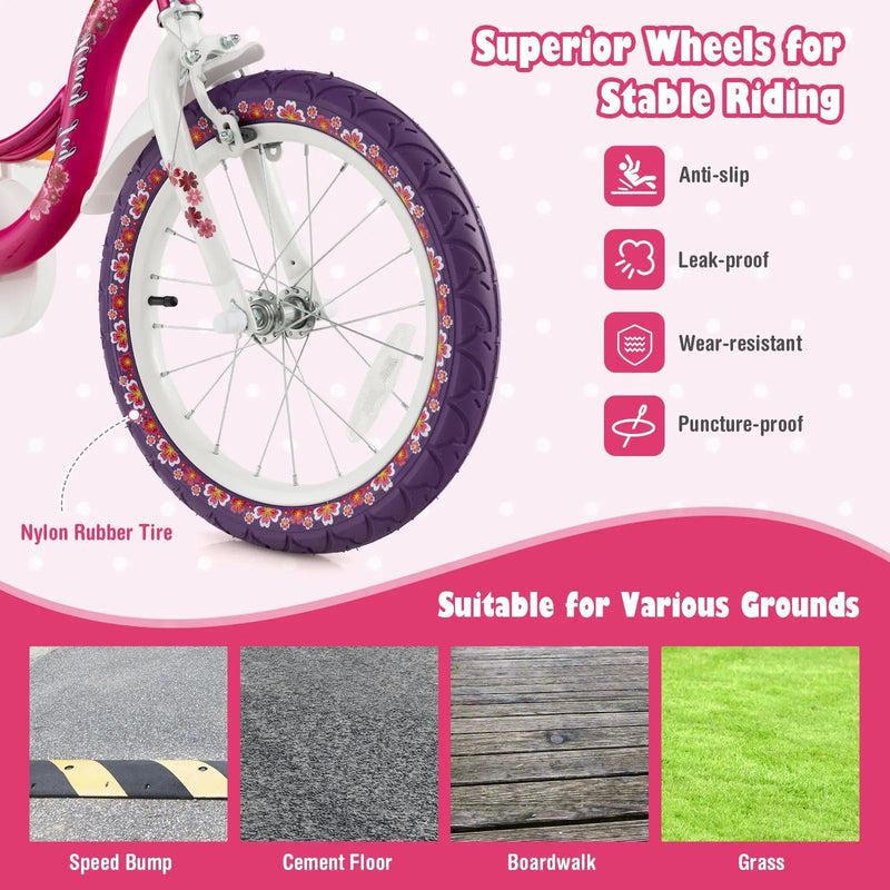 16 Inch Kids Bike with Doll Seat and Removable Training Wheels-16 inches by DirectDeals