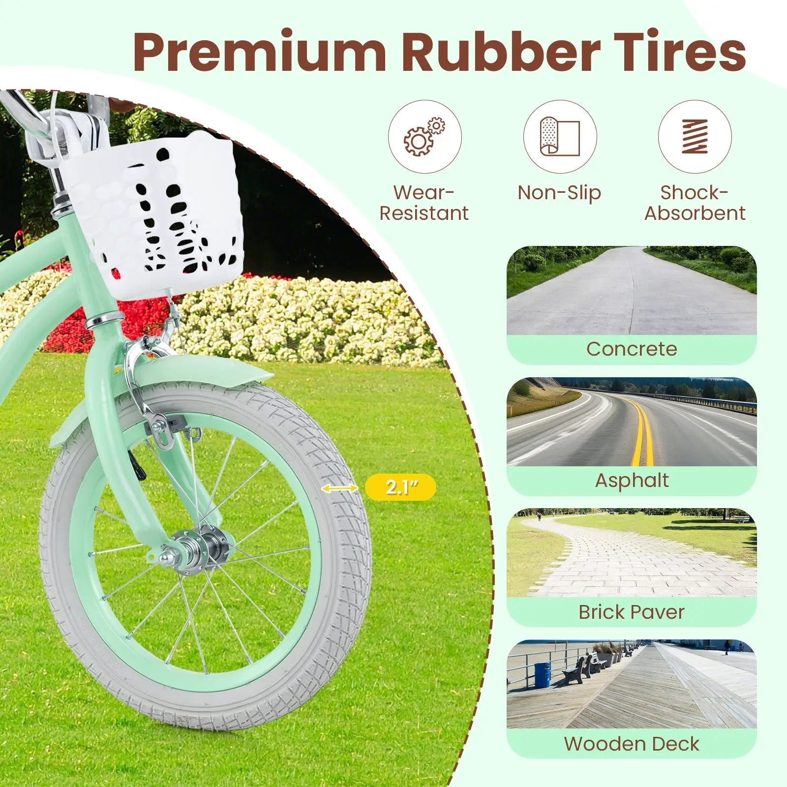 16 Inch Kids Bike with Adjustable Seat and Bell for Kids 3-8 Years Olds-16 inches by DirectDeals