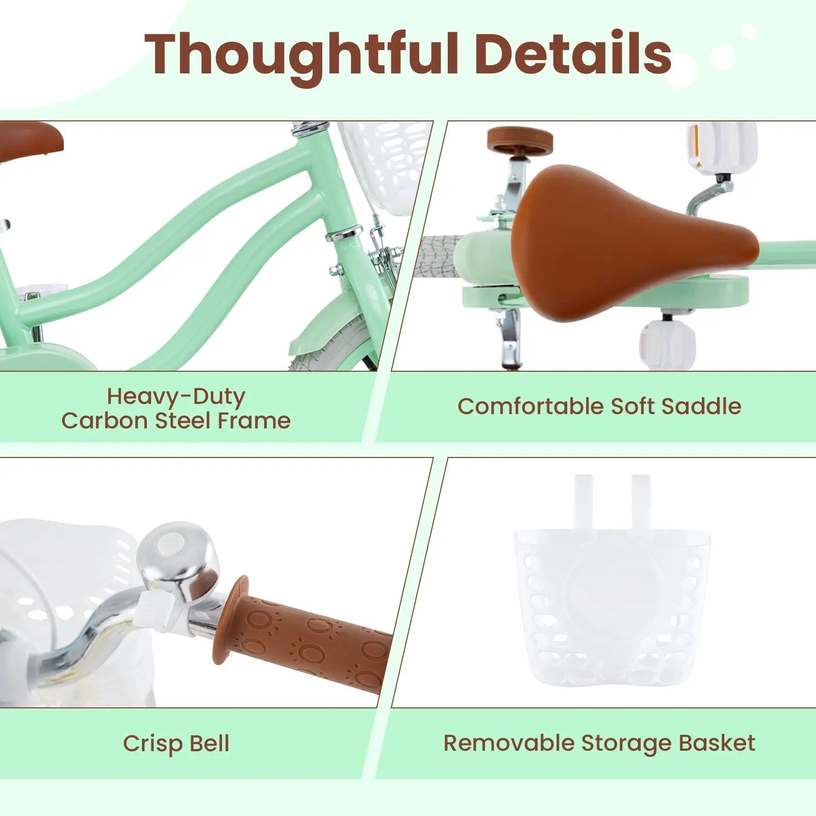 16 Inch Kids Bike with Adjustable Seat and Bell for Kids 3-8 Years Olds-16 inches by DirectDeals
