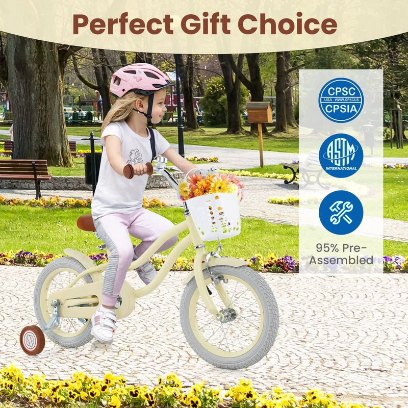 14/16/18 Inch Kids Bike Adjustable with Training Wheels Ages 3-8 Years Olds-16 inches by DirectDeals