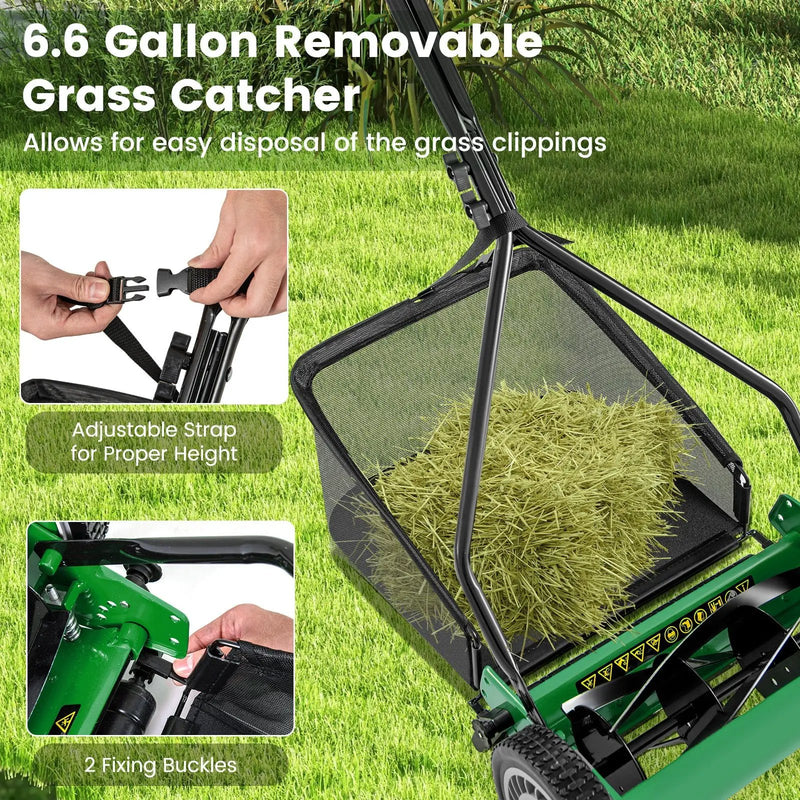 14 Inch Push Lawn Mower with 5 Steel Blades and Grass Catcher Bag by DirectDeals
