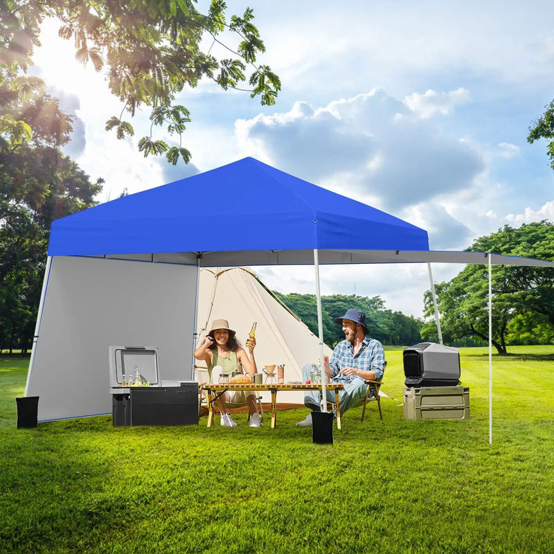 14 x 9.2 Feet Pop up Canopy Tent with 2 Convertible Sidewalls to Awning and Stakes by DirectDeals