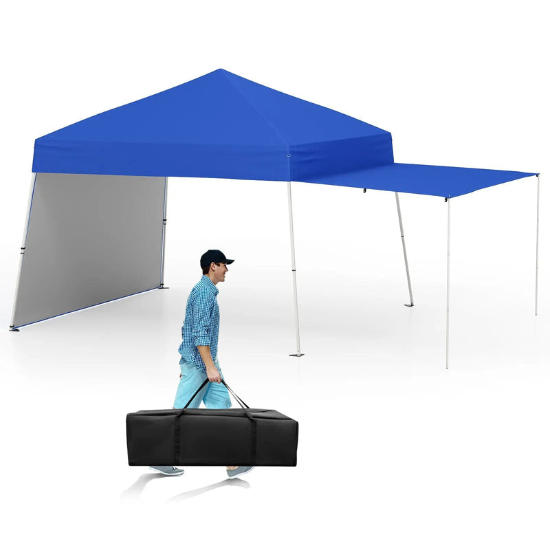 14 x 9.2 Feet Pop up Canopy Tent with 2 Convertible Sidewalls to Awning and Stakes by DirectDeals