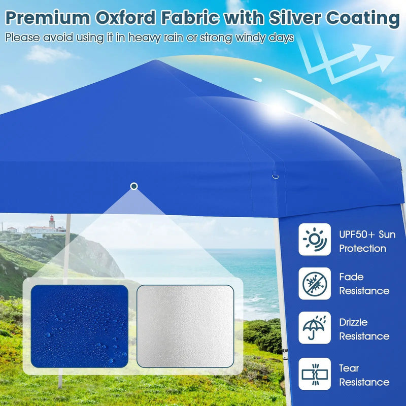 14 x 9.2 Feet Pop up Canopy Tent with 2 Convertible Sidewalls to Awning and Stakes by DirectDeals