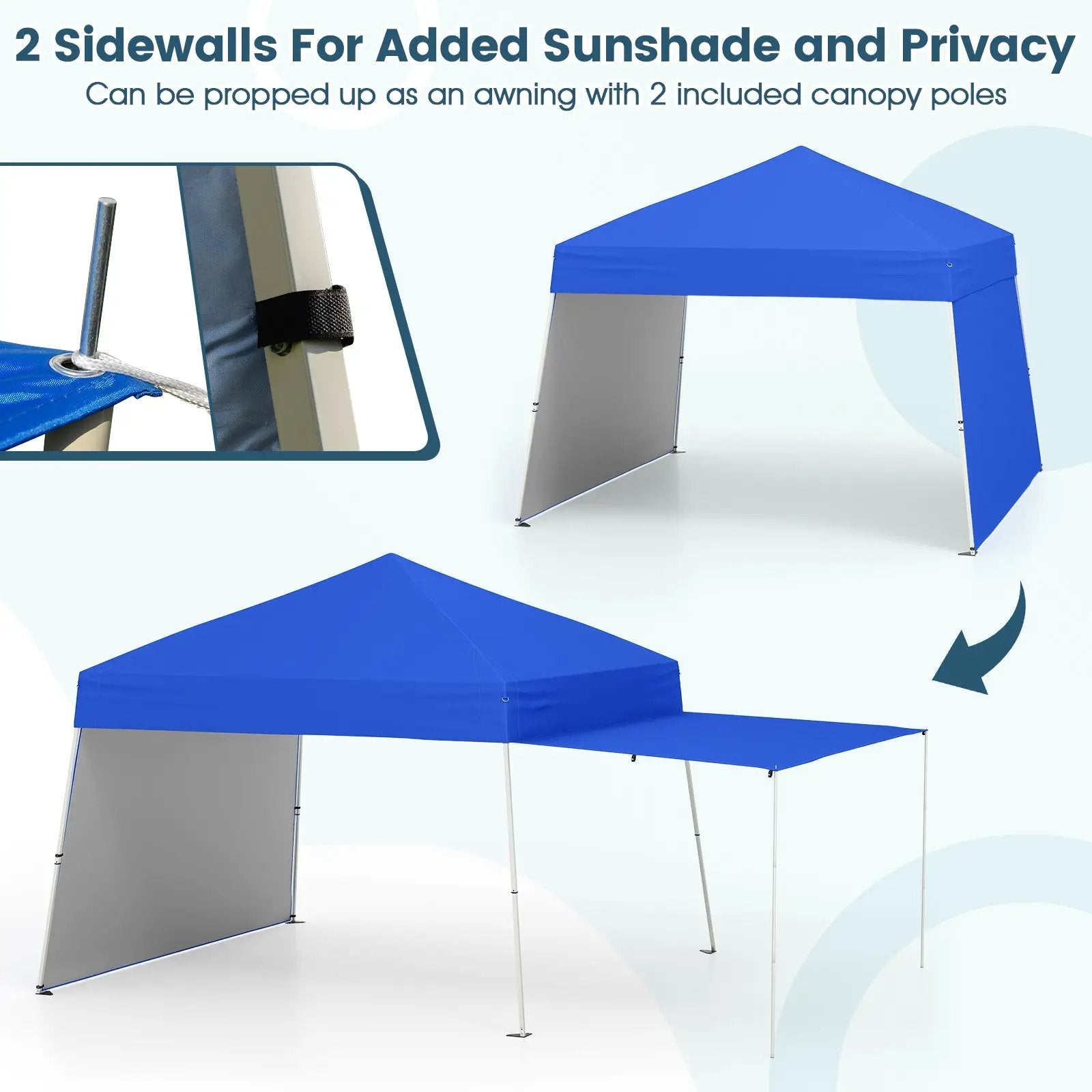 14 x 9.2 Feet Pop up Canopy Tent with 2 Convertible Sidewalls to Awning and Stakes by DirectDeals