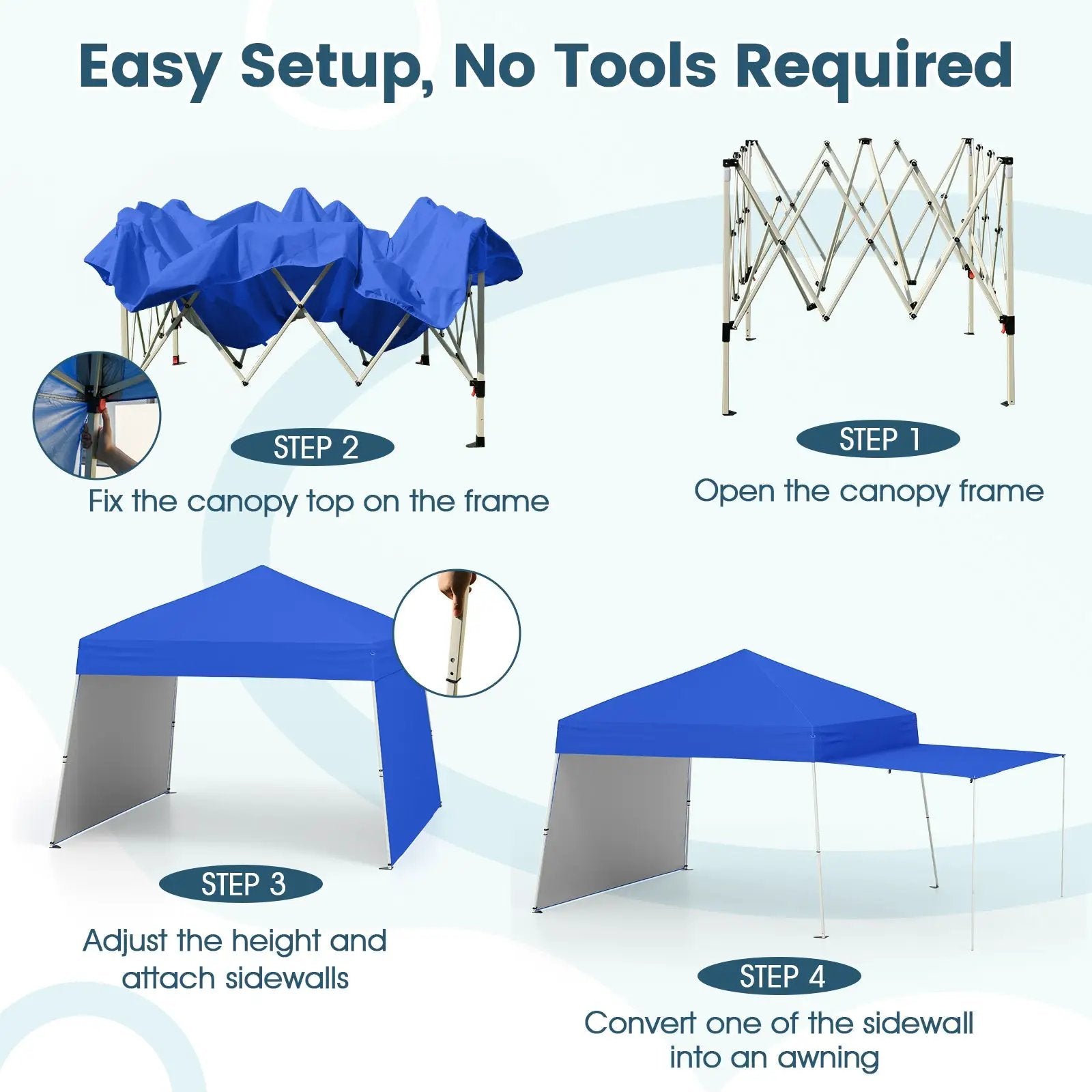 14 x 9.2 Feet Pop up Canopy Tent with 2 Convertible Sidewalls to Awning and Stakes by DirectDeals
