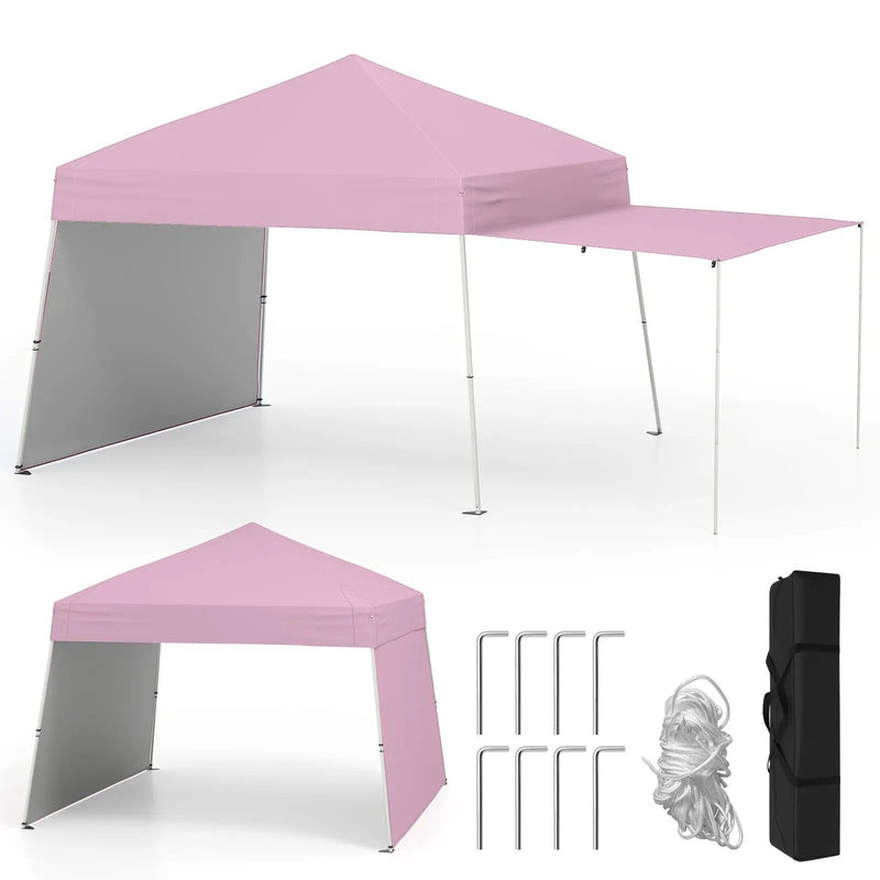 14 x 9.2 Feet Pop up Canopy Tent with 2 Convertible Sidewalls to Awning and Stakes by DirectDeals