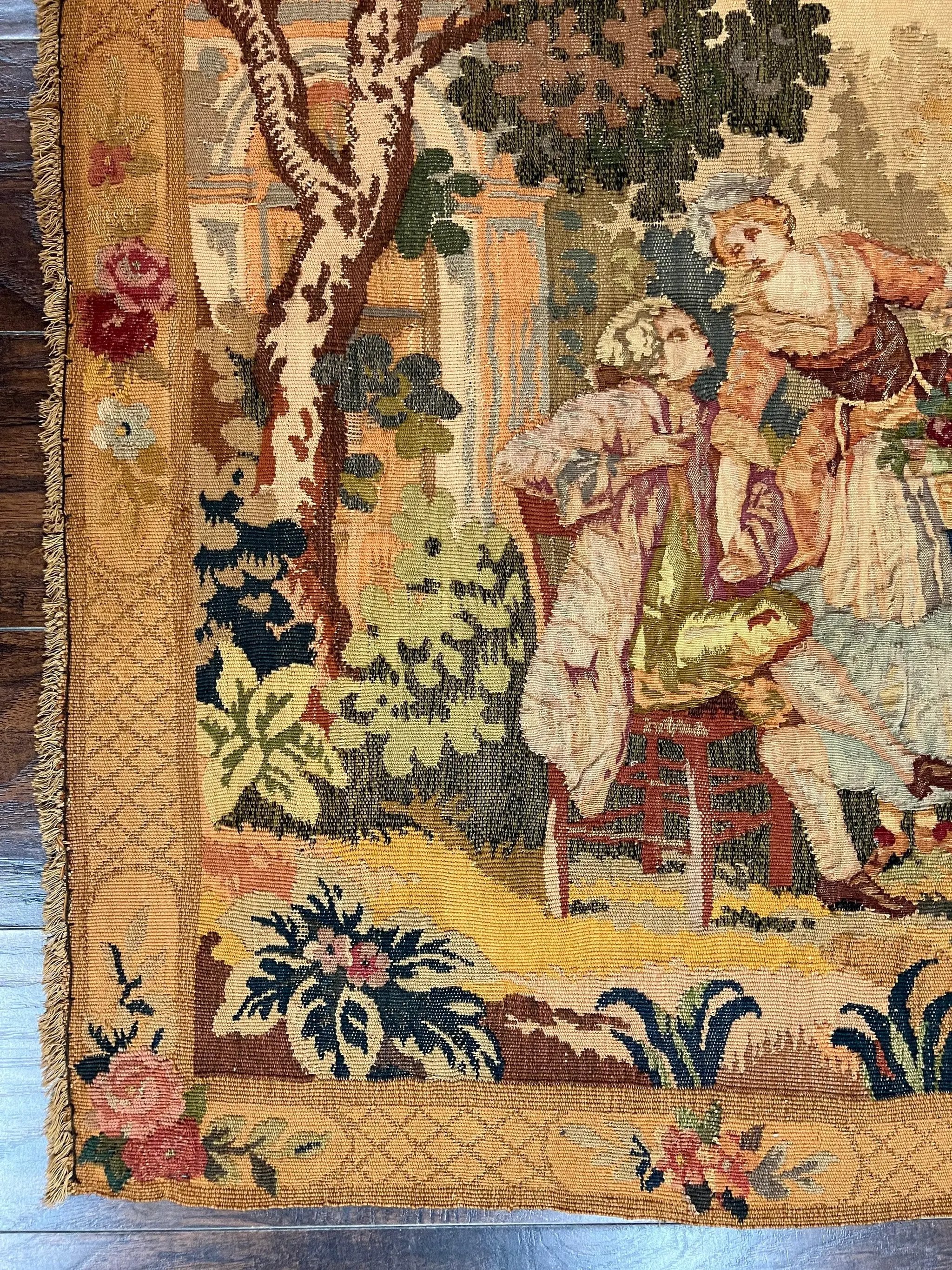 Antique Tapestry 3x4, European French Tapestry, Hand Loomed Victorian Tapestry, Vintage Wool Tapestry 3 x 4 ft by Jewel Rugs