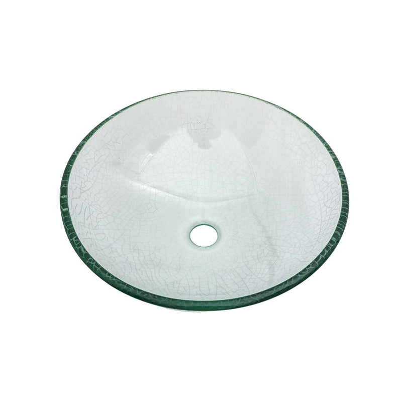 Crackle Vessel Sink, Round Bowl With Pop Up Drain - Clear by HouseOfZazla