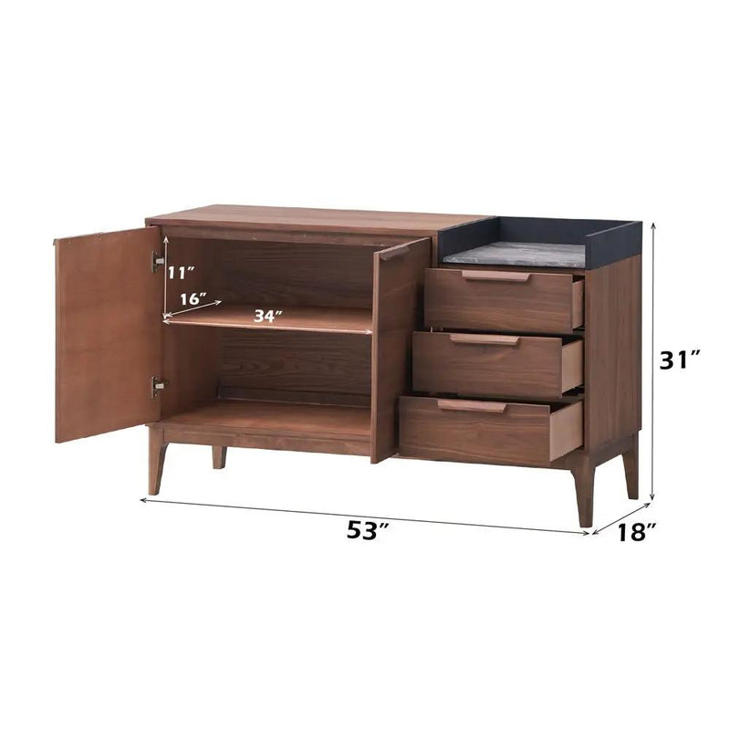 Bevis - Server - Green Fabric & Walnut by Unique Piece Furniture