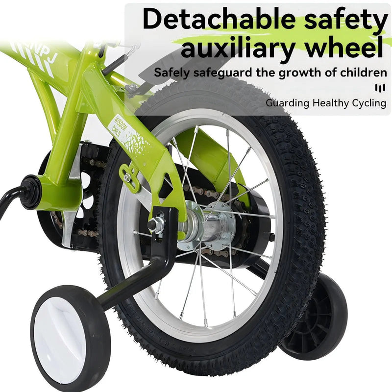Fkznpj - 18" Sporty Kids Bike With Training Wheels And Stand Adjustable Saddle Suitable For Boys And Girls Aged 5 - 10 Years Tall Height 39 - 49" Available In A Variety Of Colors by HouseOfZazla