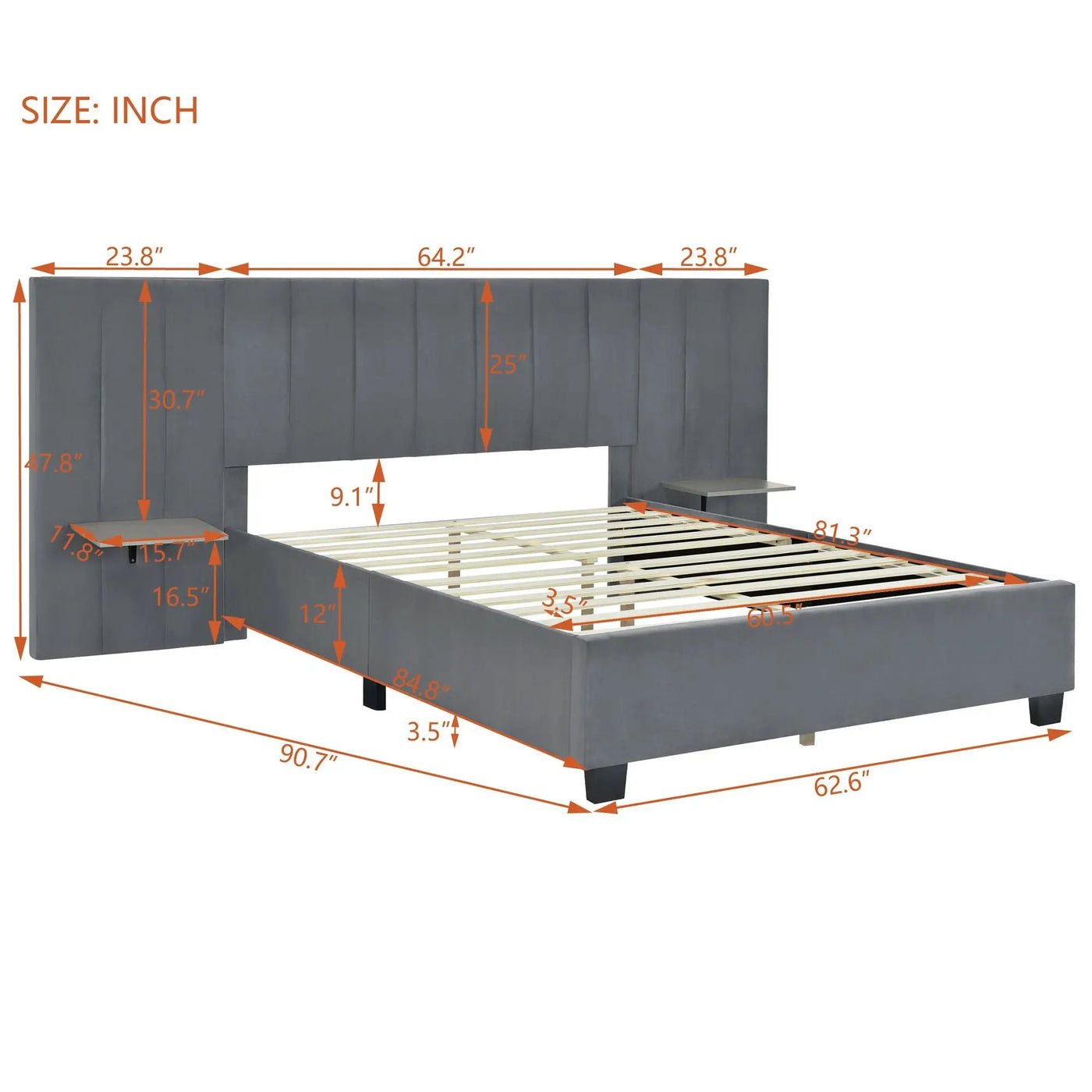 Upholstered Platform Bed With Big Headboard by Unique Piece Furniture