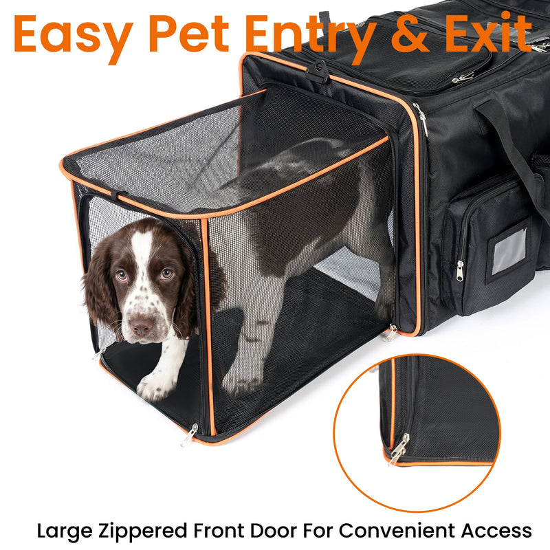 2 in 1 Large Cat Carrier for 2 Cats with Rolling Wheels and Expandable Design by HouseOfZazla