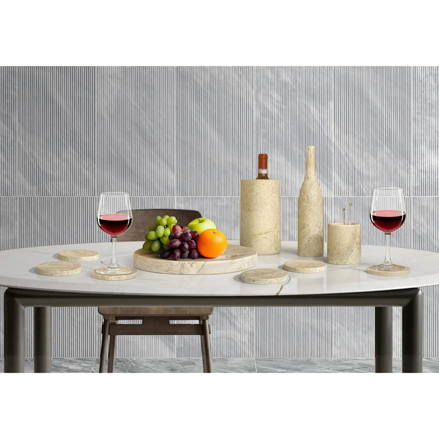 10 Pieces Luxury Natural Marble Dining Room Accessories Set by HouseOfZazla