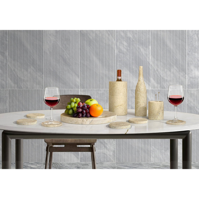 10 Pieces Luxury Natural Marble Dining Room Accessories Set by HouseOfZazla