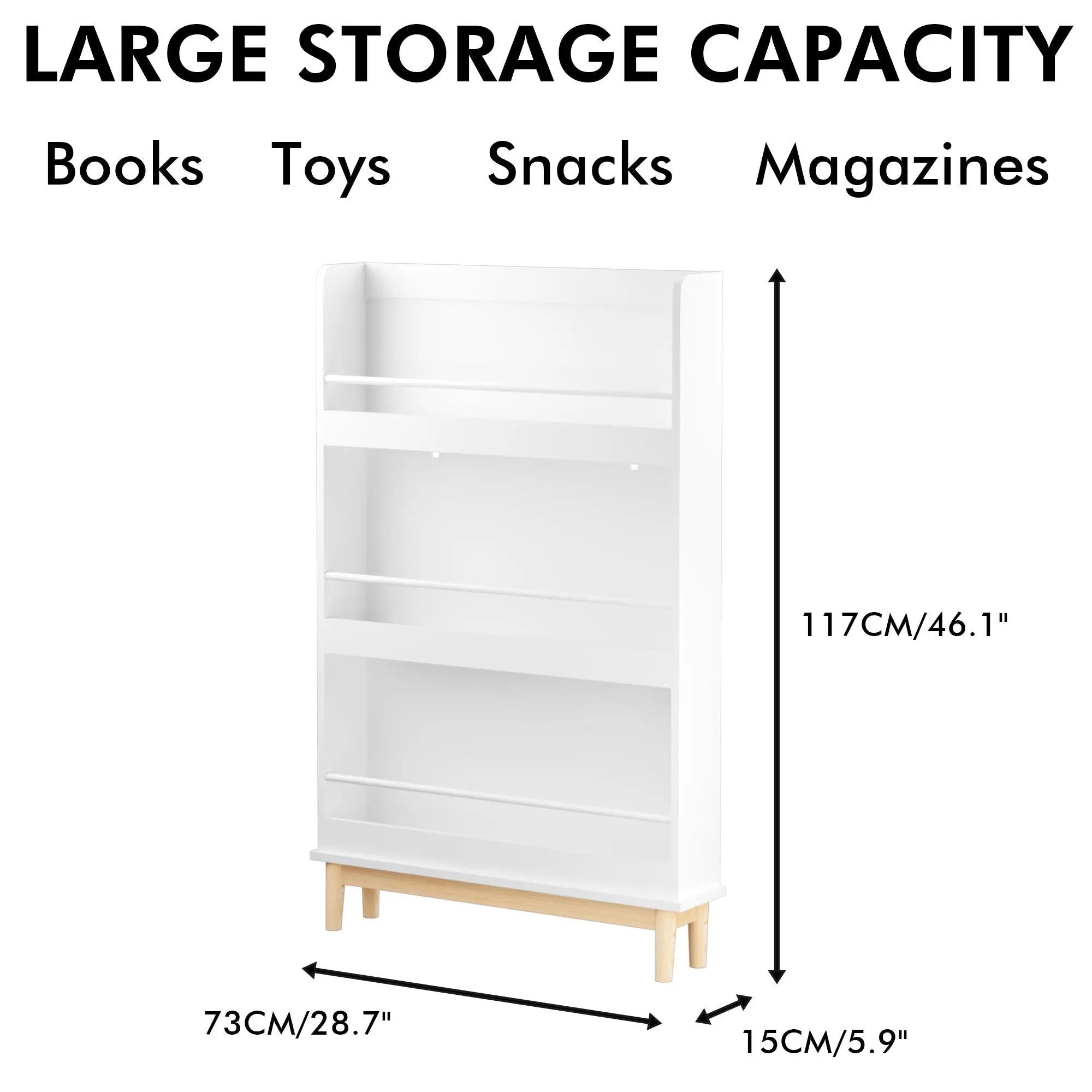 Wall Mounted Bookshelf, 3 Front Facing Display Shelves For Toddler Bedroom - White by Unique Piece Furniture