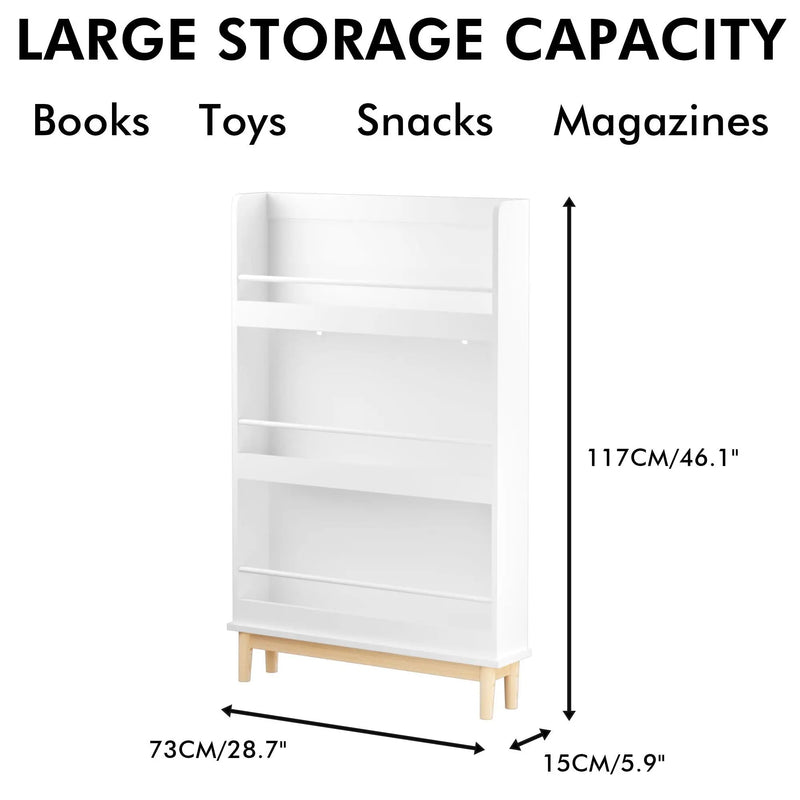 Wall Mounted Bookshelf, 3 Front Facing Display Shelves For Toddler Bedroom - White by HouseOfZazla