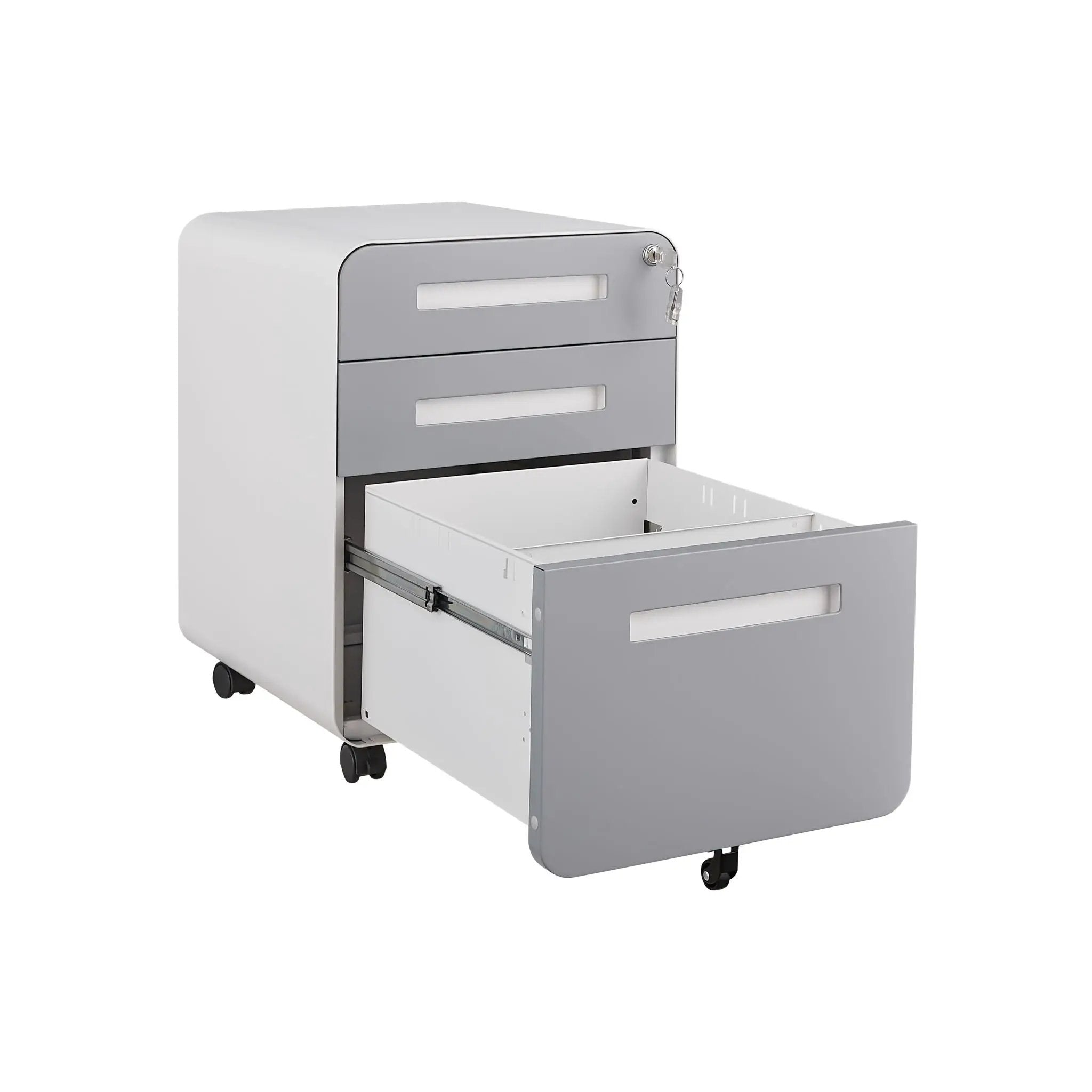 3 Drawer Mobile File Cabinet Under Desk Office, Simple Style Versatile Storage Cabinet For Legal / Letter / A4 Files, 5 Wheel Design Anti-Tilting Cold Rolled Steel Waterproof Moisture-Proof by Unique Piece Furniture