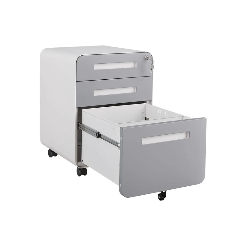 3 Drawer Mobile File Cabinet Under Desk Office, Simple Style Versatile Storage Cabinet For Legal / Letter / A4 Files, 5 Wheel Design Anti-Tilting Cold Rolled Steel Waterproof Moisture-Proof by Unique Piece Furniture