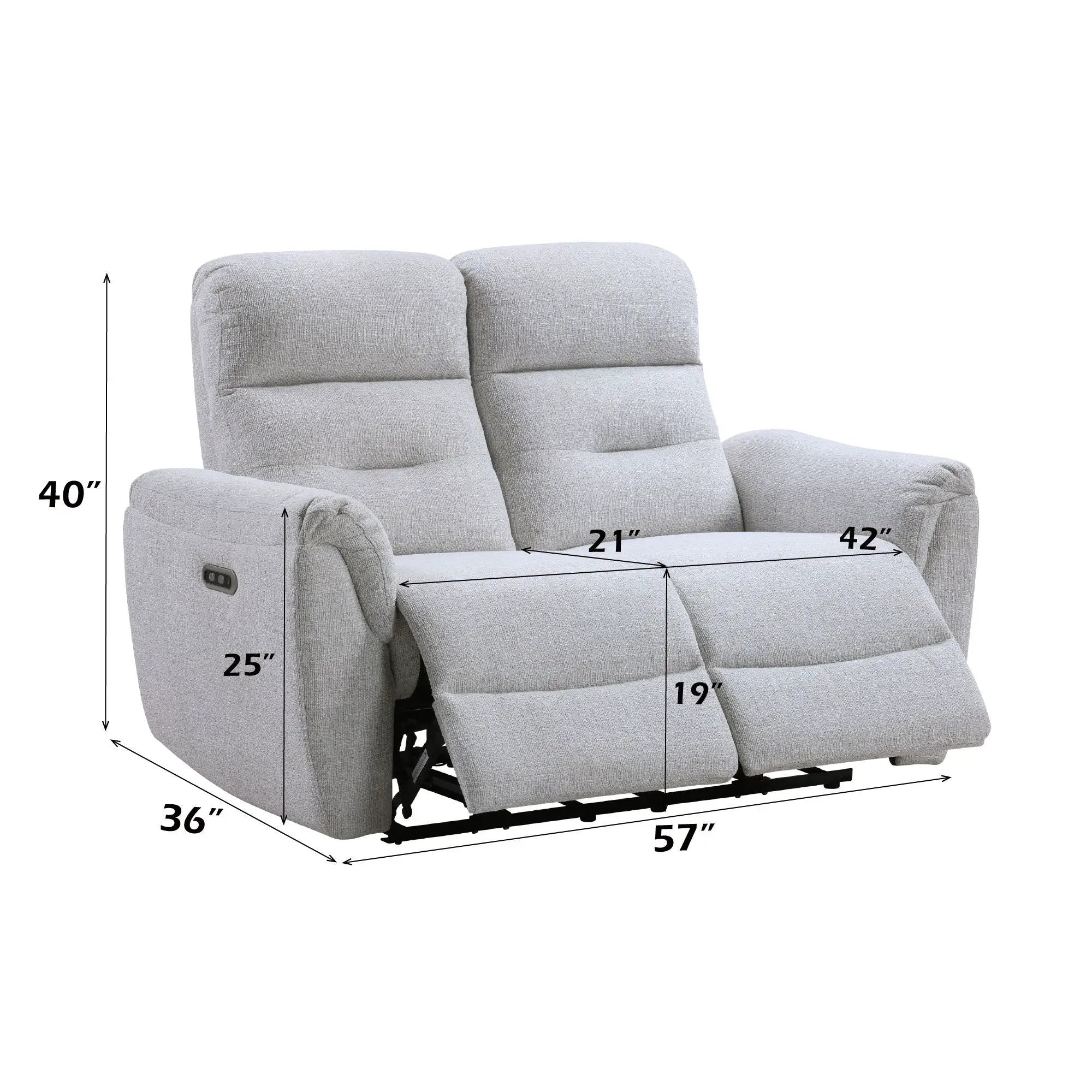 Eastre - Power Motion Loveseat With USB Port - Gray by HouseOfZazla