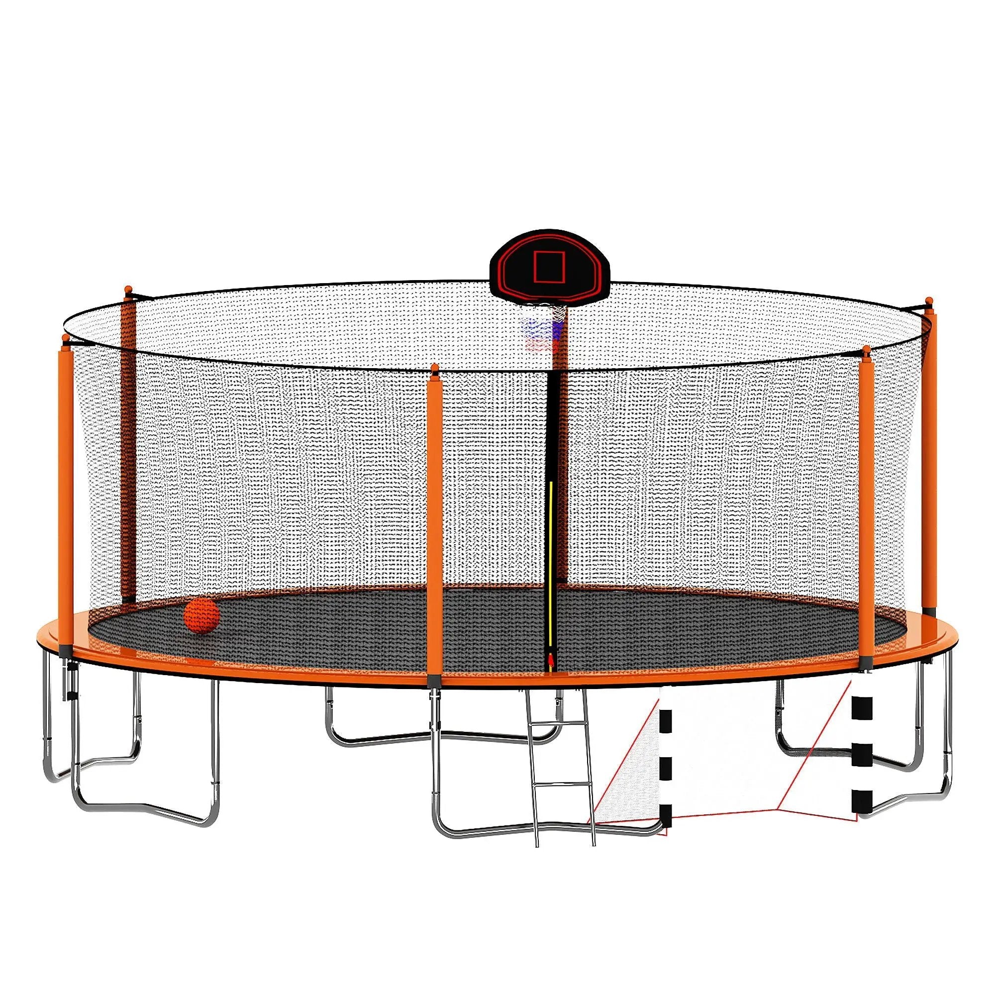 16Ft Trampoline With Basketball Hoop Pump And Ladder (Inner Safety Enclosure) With Soccer Goal by HouseOfZazla