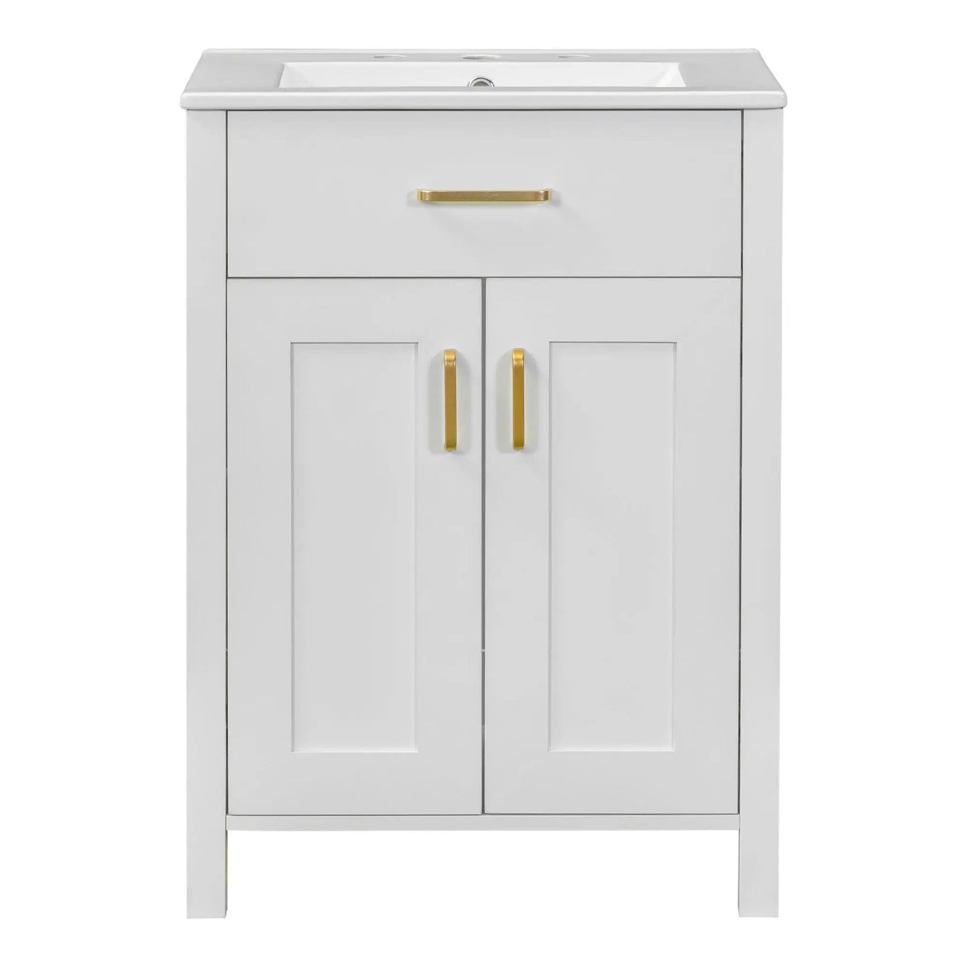 Modern Bathroom Vanity With Ceramic Sink, Soft-Close Doors, Flip Drawer, U-Shaped Shelves, Elegant Storage Solution by HouseOfZazla