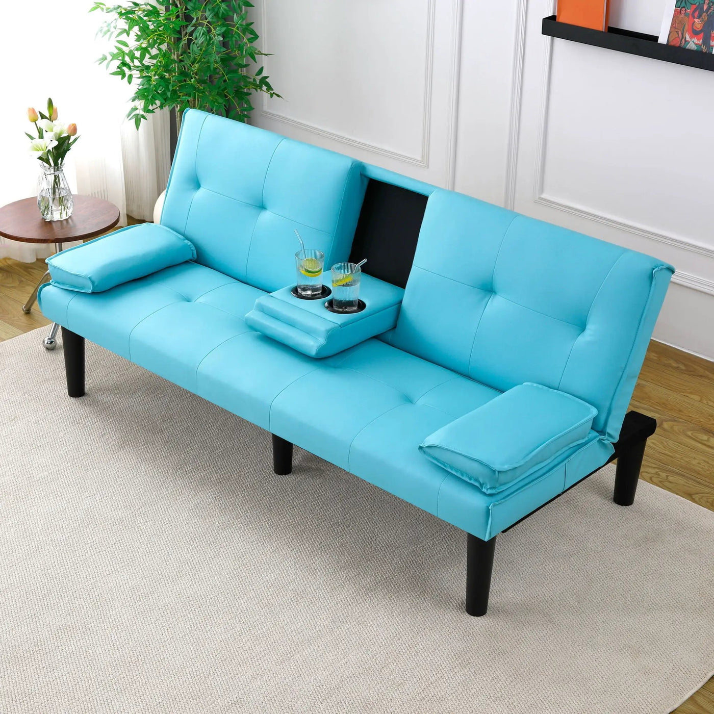 Sofa Bed With Foldable Design And Cup Holder by HouseOfZazla