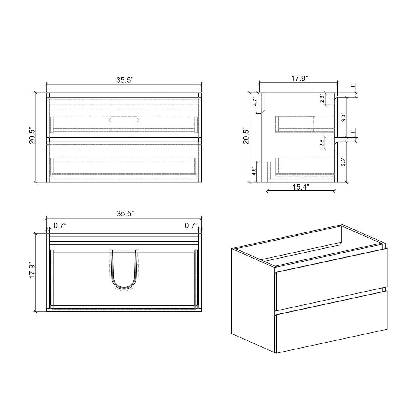 Alice - Bathroom Vanity With Large Storage, Sink Wall Mounted Floating Bathroom Vanity For Modern Bathroom, One-Piece Sink Basin Without Drain And Faucet by HouseOfZazla