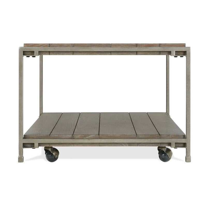 Corbeta - 3 Piece Metal Frame Wood Living Room Coffee Table And 2 Chairside Tables Set, Aged Graphite - Brown by HouseOfZazla