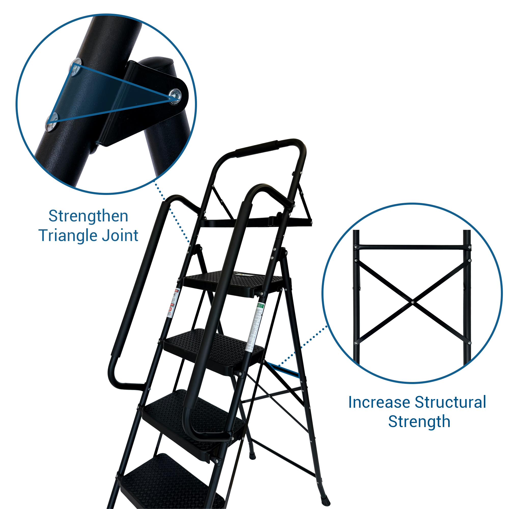 Folding Step Ladder with Wide Anti-Slip Pedal by HouseOfZazla