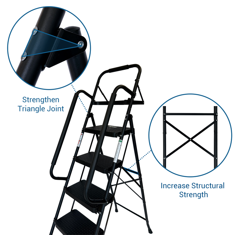 Folding Step Ladder with Wide Anti-Slip Pedal by HouseOfZazla