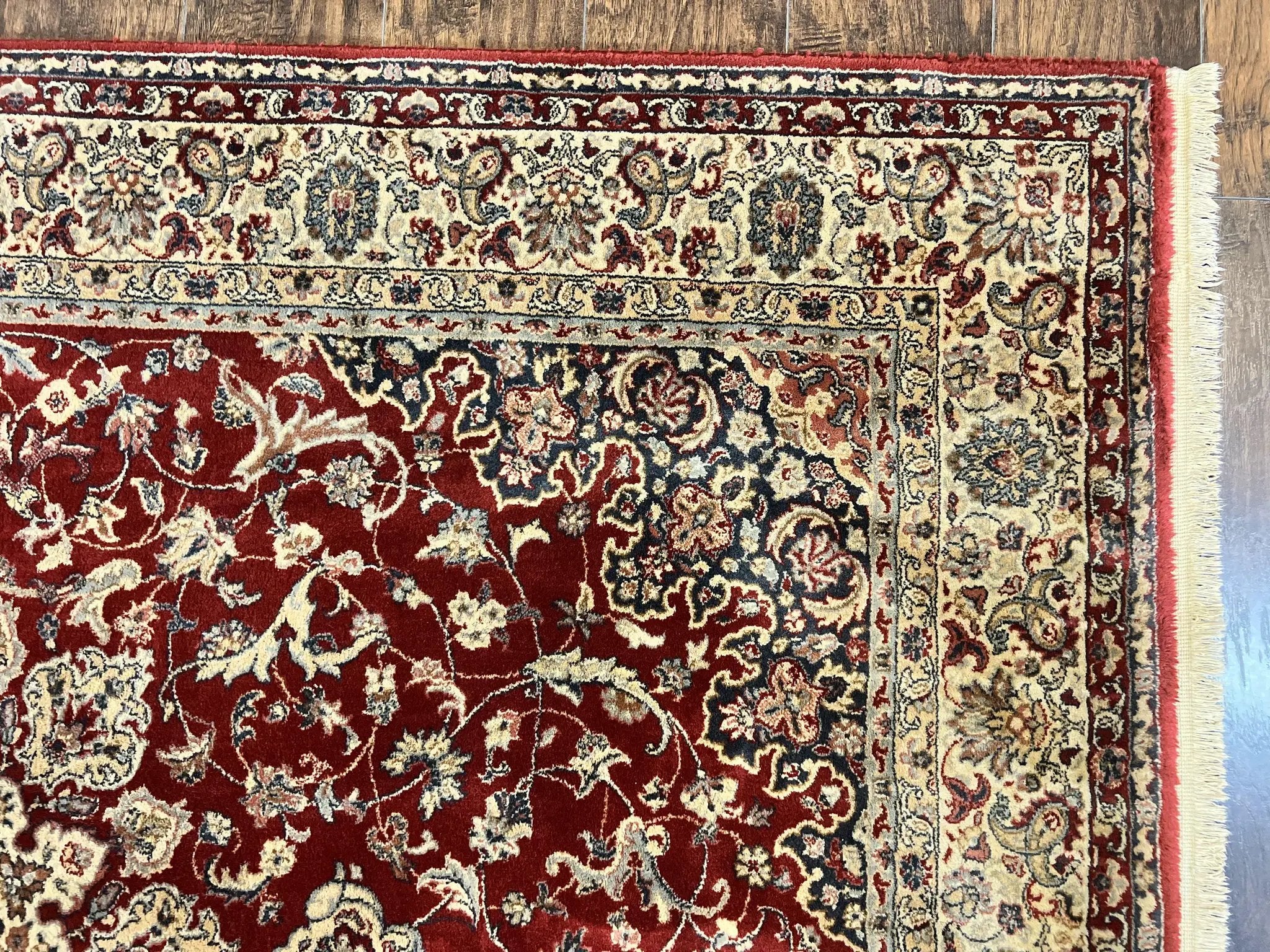 Couristan Rug 5.6 x 8, Floral Medallion, Dark Red Cream, Belgium Power Loomed Rug, Taj Mahal Rug, Vintage Oriental Wool Carpet by Jewel Rugs