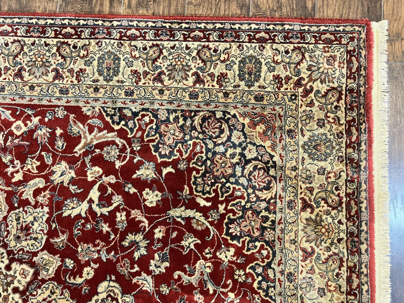 Couristan Rug 5.6 x 8, Floral Medallion, Dark Red Cream, Belgium Power Loomed Rug, Taj Mahal Rug, Vintage Oriental Wool Carpet by Jewel Rugs