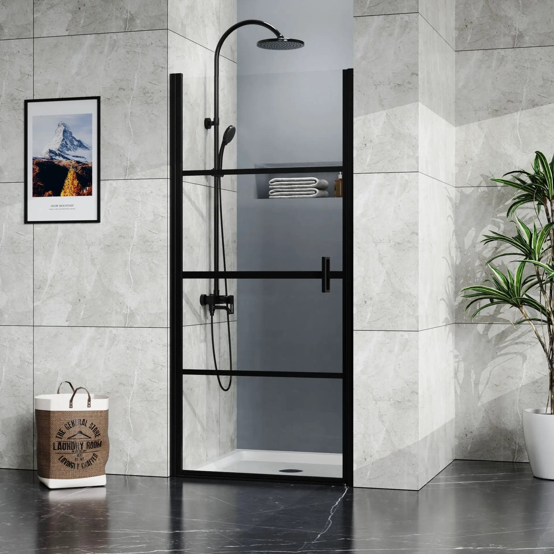 Goodyo - Centered Drain Shower With 3-Side Tile Flanges - White by HouseOfZazla