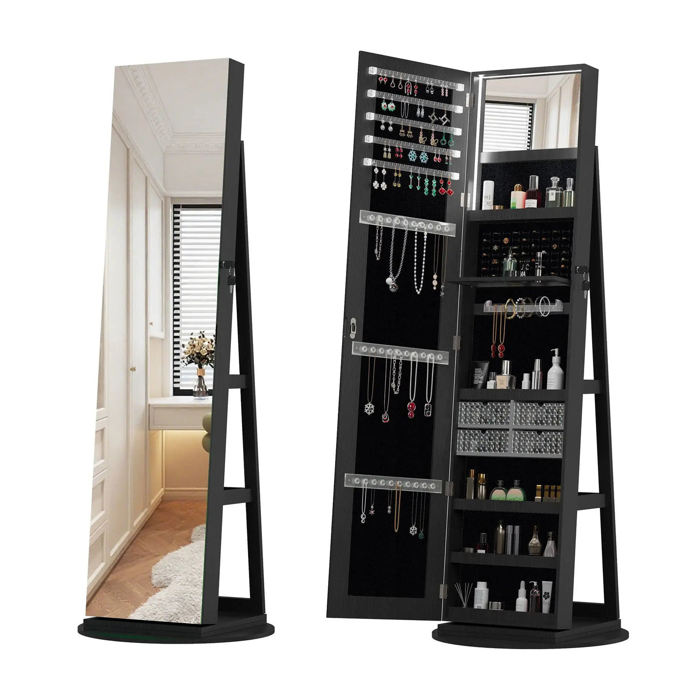 Swivel Jewelry Cabinet With Full Length Mirror by Unique Piece Furniture