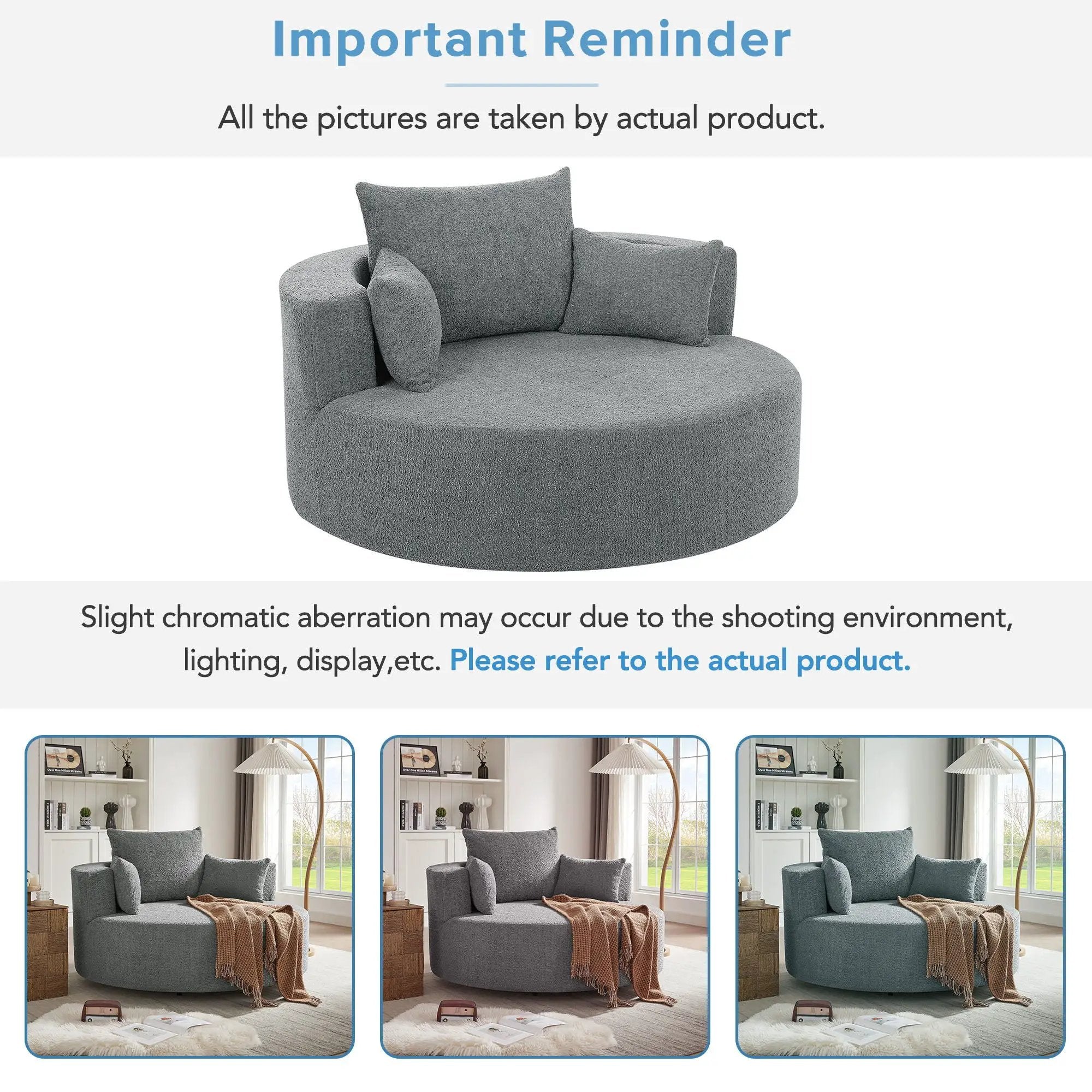 360° Swivel Accent Barrel Chair With 3 Removable Pillows For Living Room by HouseOfZazla