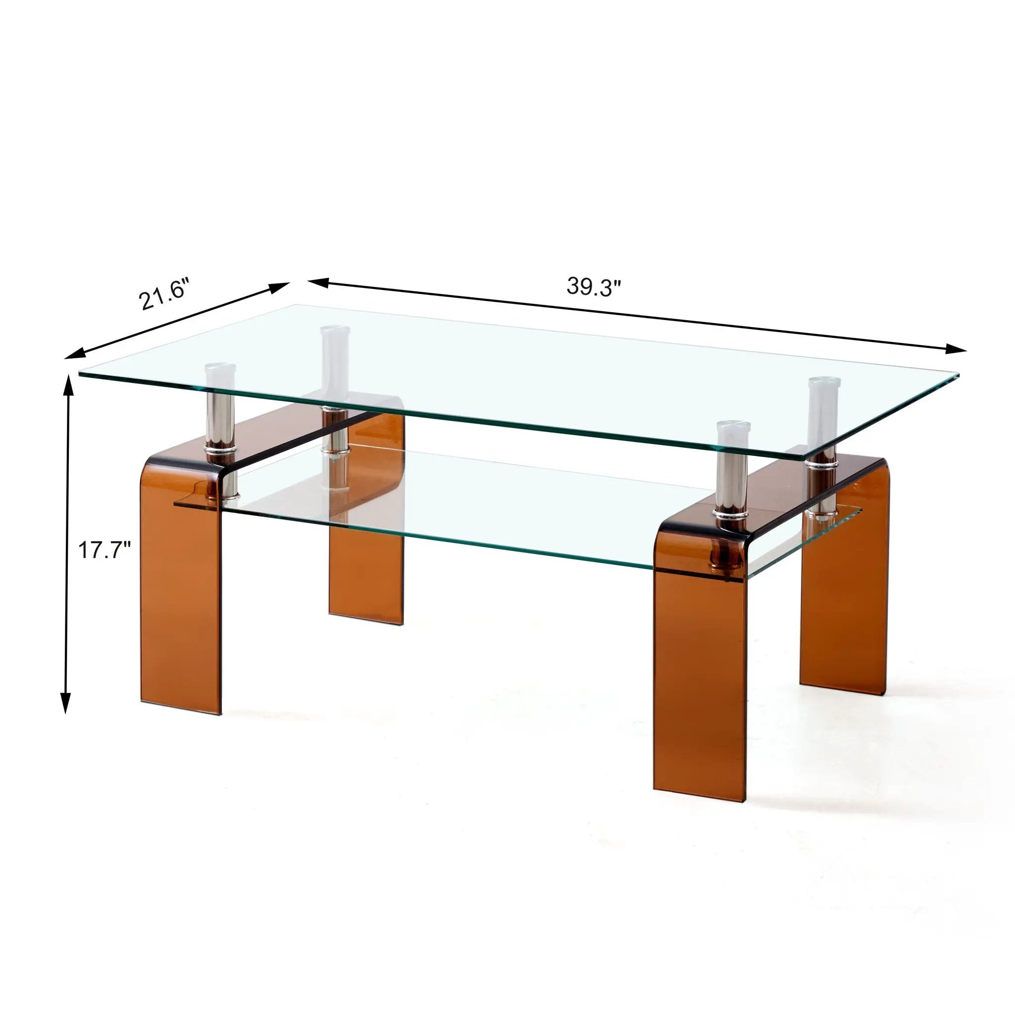 Modern Tempered Glass Coffee Table With 2 Tier Storage For Living Room by HouseOfZazla