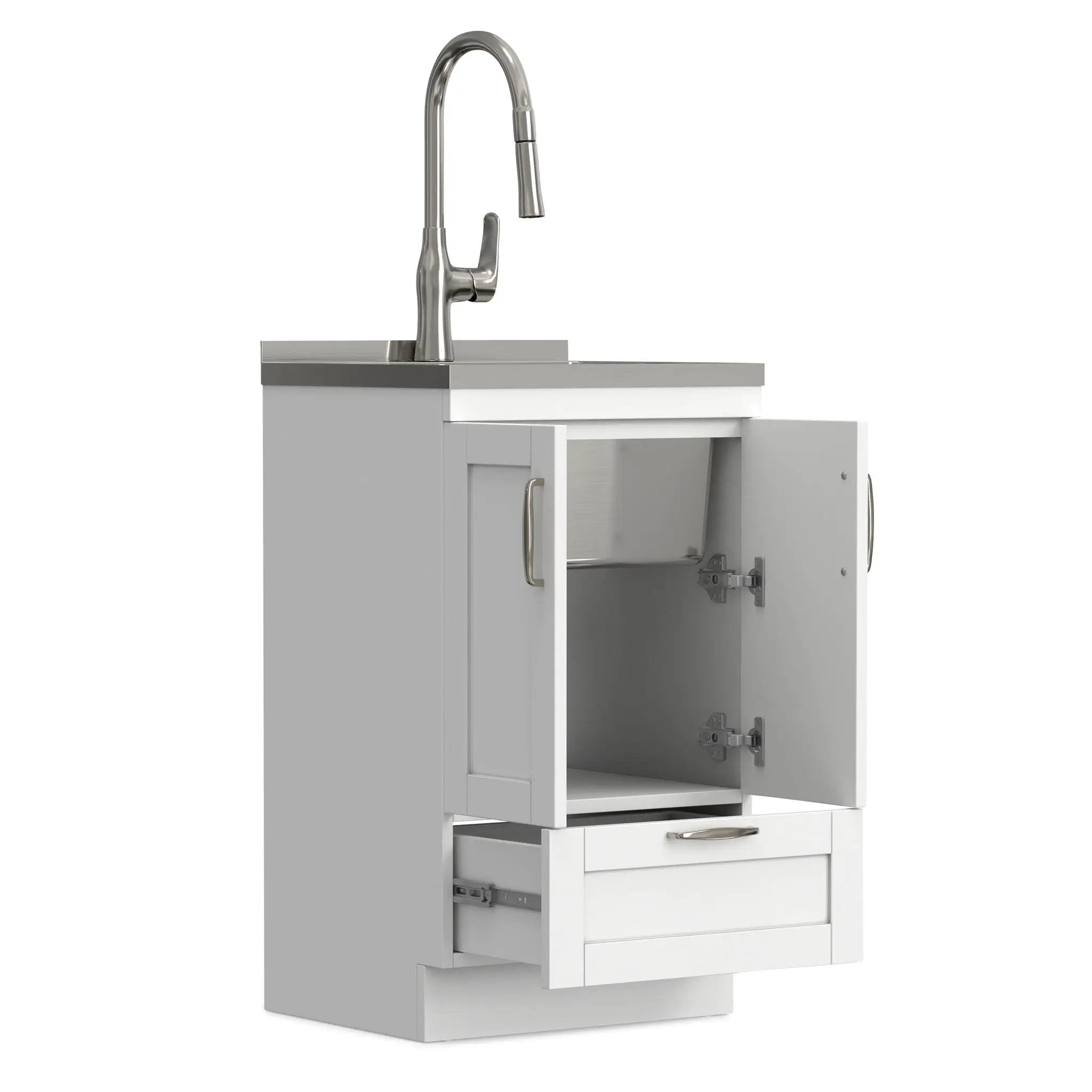 Reed - Deluxe Laundry Cabinet With Pull-Out Faucet And Stainless Steel Sink by Unique Piece Furniture