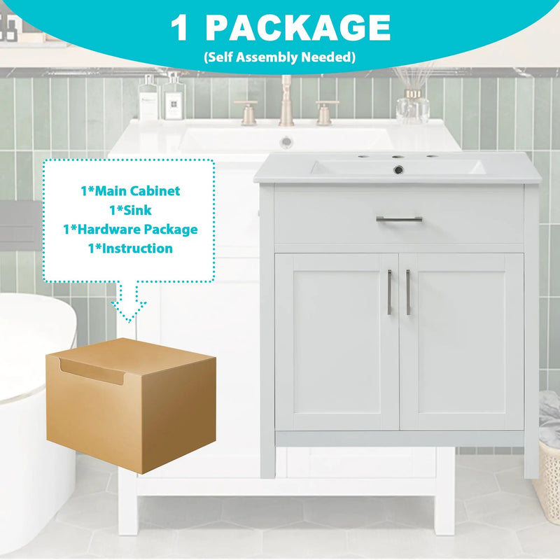 30-Inch Bathroom Vanity with Ceramic Sink and Ample Storage by HouseOfZazla