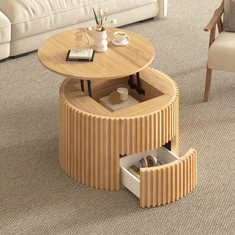 Round Lift Top Coffee Table With Hidden Storage For Living Room by HouseOfZazla