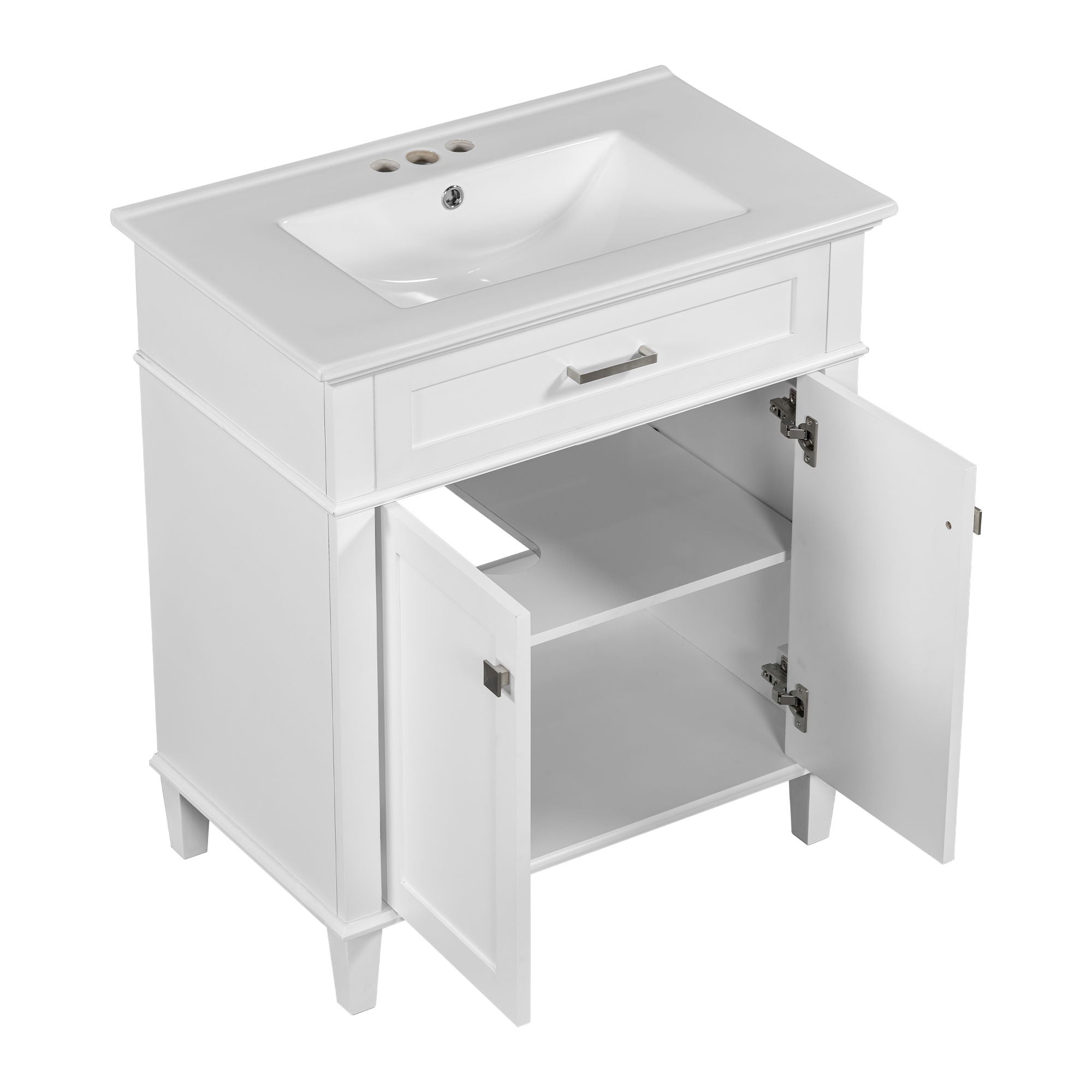 Bathroom Vanity With Ceramic Basin, Soft Close Door And Adjustable Shelves by HouseOfZazla