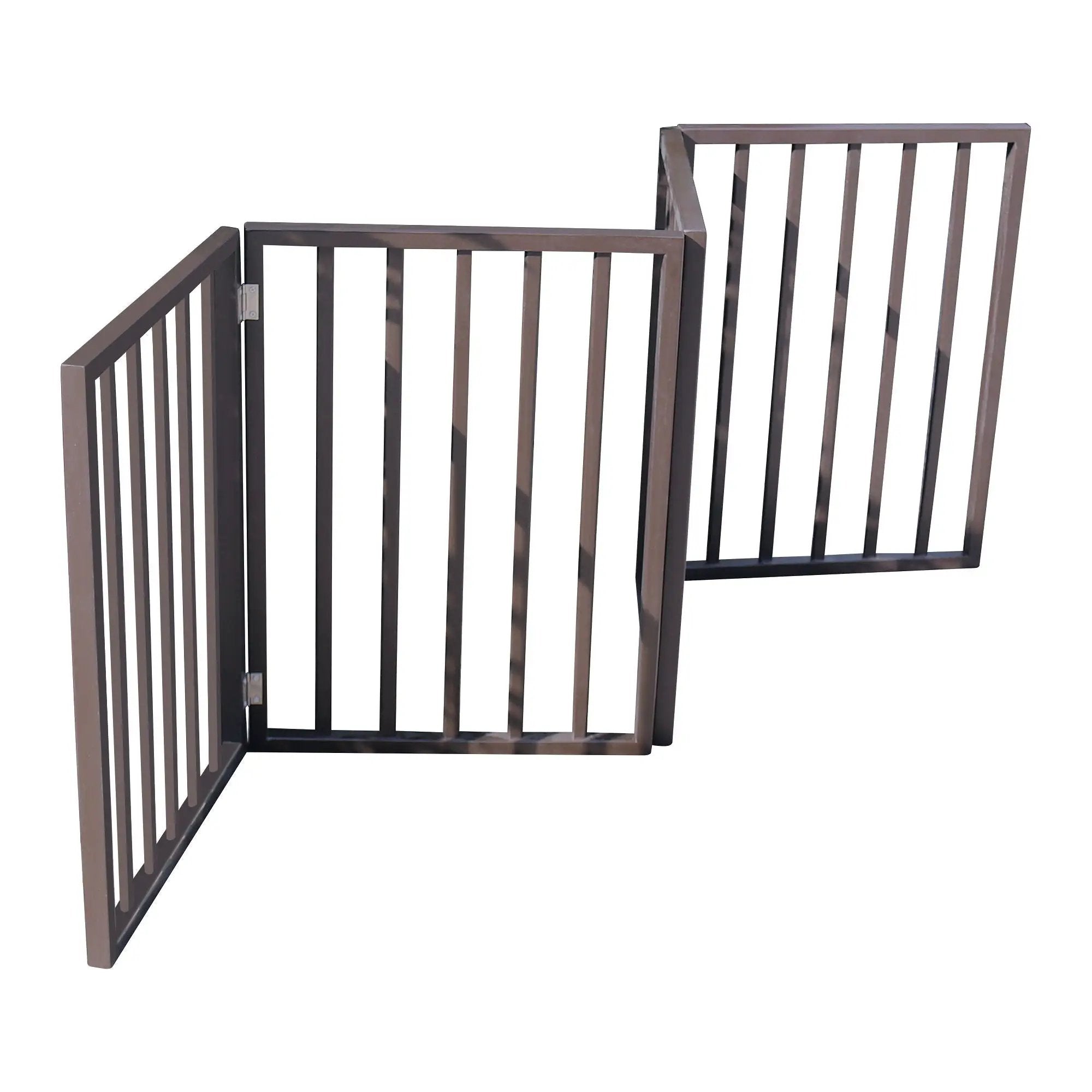 Pet Gate Dog Gate For Doorways, Stairs Or House Freestanding, Folding - Dark Brown by HouseOfZazla