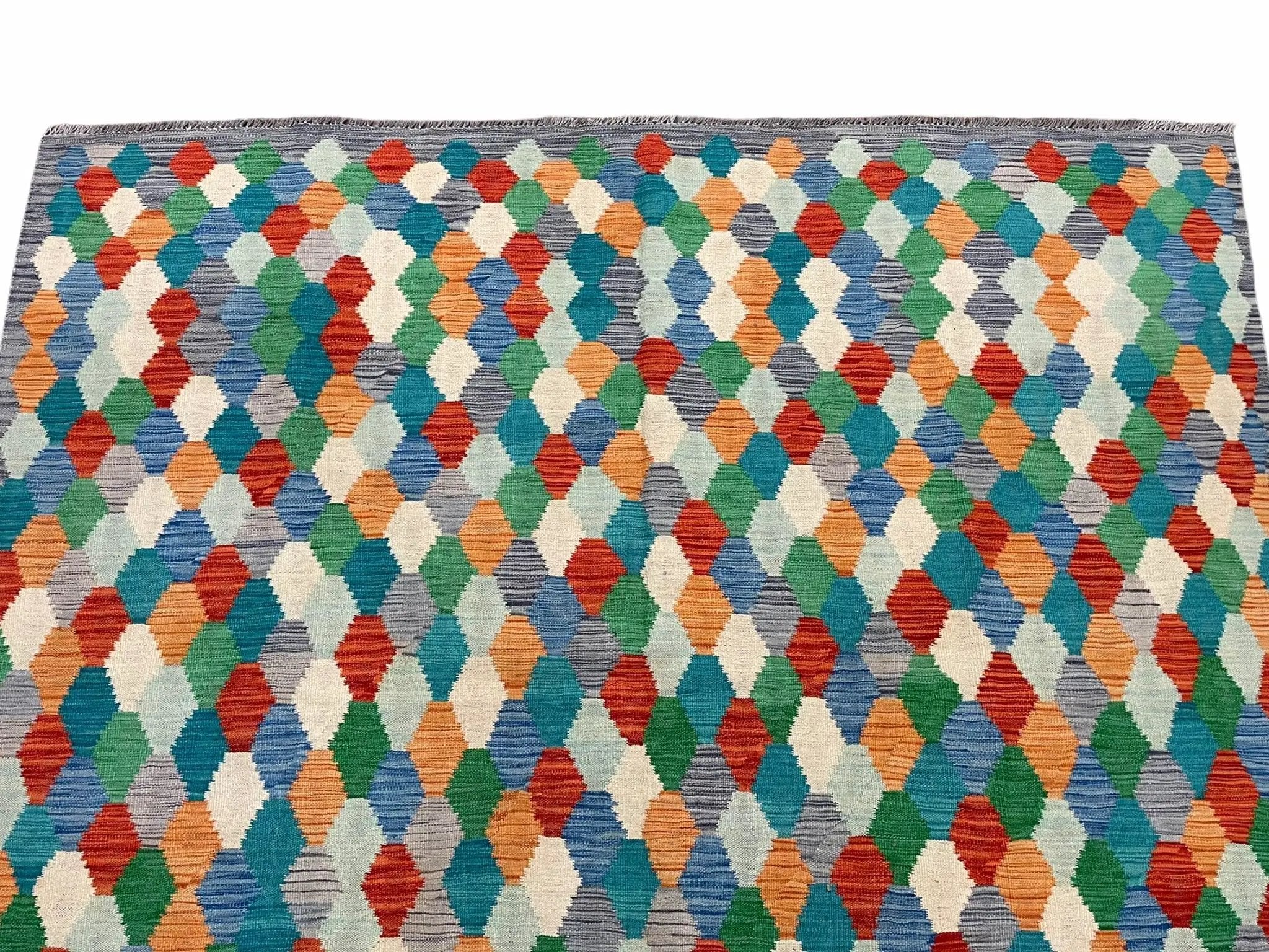 6.5 x 9.5 Colorful Chobi Kilim Rug 6 x 9 Multicolor Turkish Kilim Rug 7x10 Chobi Kilim Rug Playroom Rug Wool Kilim Rug 6x9 New Tribal Kilim by Jewel Rugs