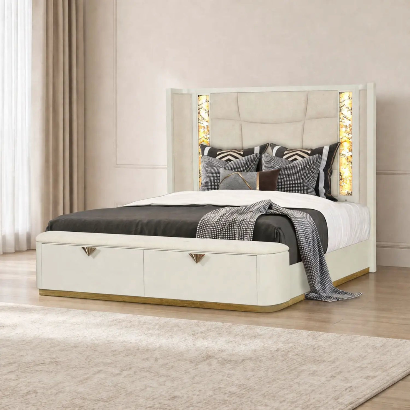 La Pierre - Modern Bedroom Set With Upholstered LED Bed by HouseOfZazla