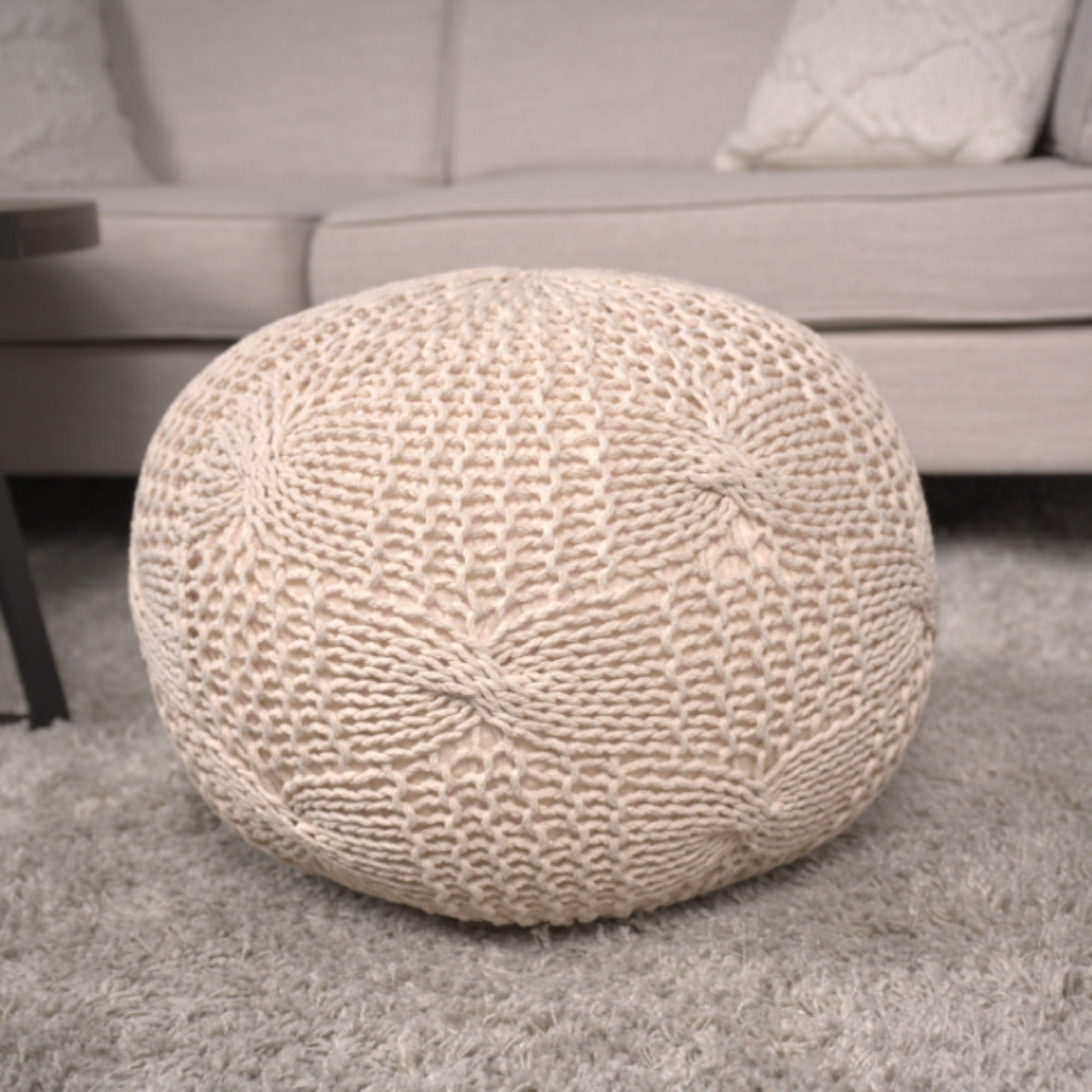 Bordeaux - Knitted Round Pouf by HouseOfZazla