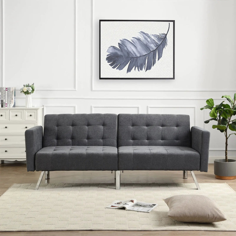 Futon Sofa Bed Convertible Folding Lounge Couch, Armrests by HouseOfZazla
