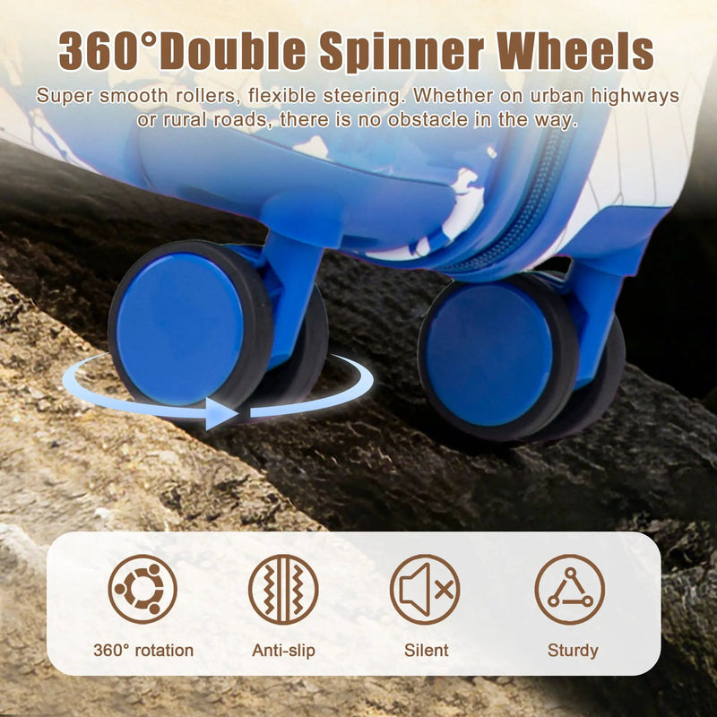 3-Piece PC Spinner Wheel Luggage Set in Blue by HouseOfZazla