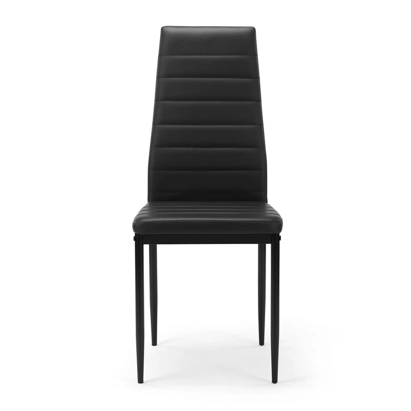 5 Pieces Dining Table Set For 4, Kitchen Room Tempered Glass Dining Table, 4 Faux Leather Chairs - Black by HouseOfZazla