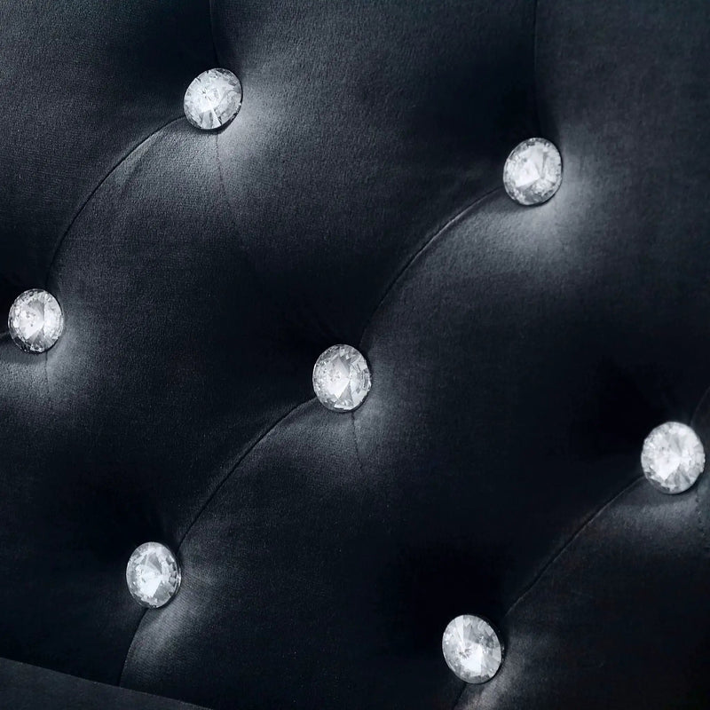 Wide Sofa With Jeweled Buttons Square Arm, 2 Pillows by HouseOfZazla