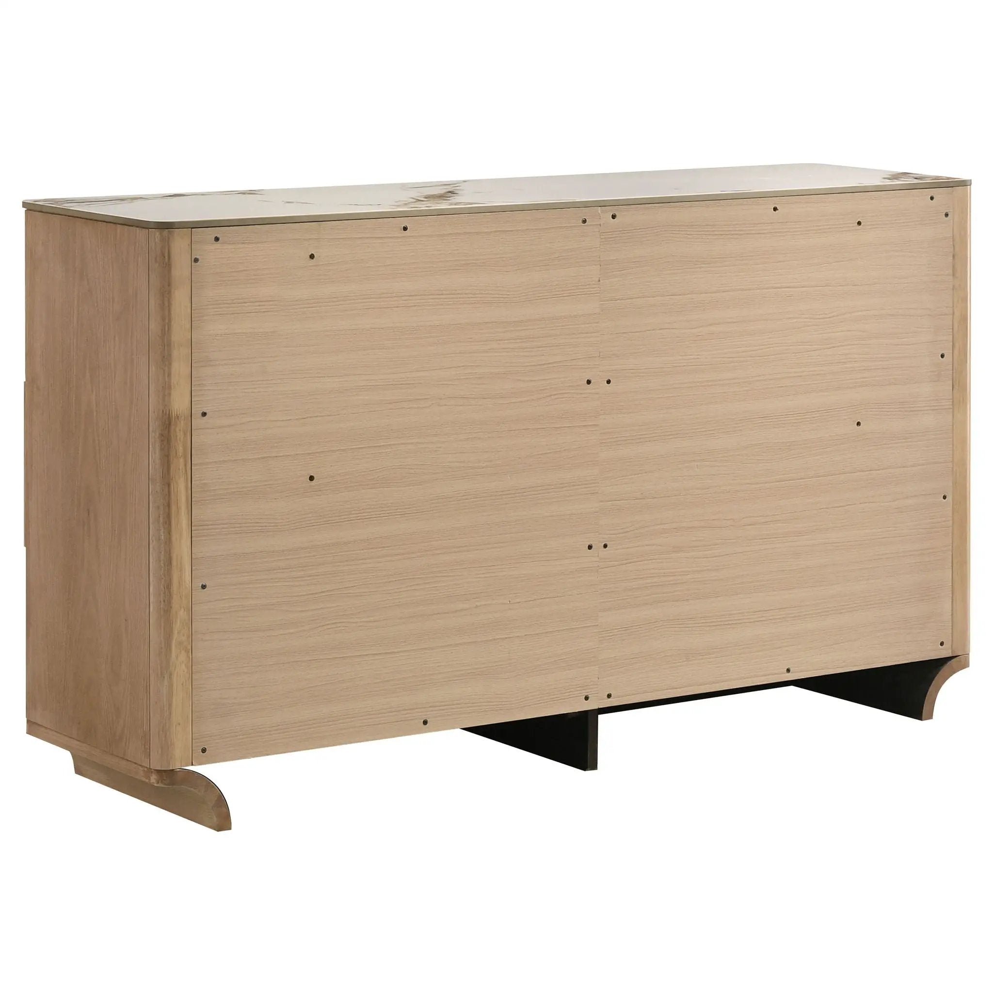 Leanne 6-drawer Sinter Stone Top Dresser Cabinet Light Oak by Unique Piece Furniture